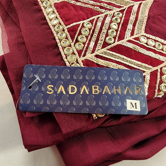 Women's Silk Trouser Pant Mirror Embroidered Sadabahar Designer Pakistani Indian - Picture 8 of 16